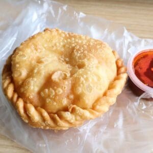 Handmade curry puffs · Roti Boyan with sambal