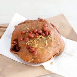 UFO-shaped oyster cake with peanuts & ikan bilis